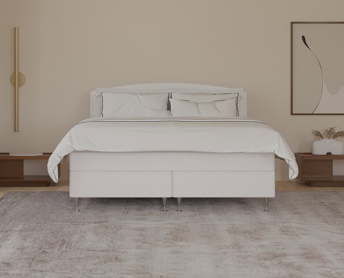 Elegantt, moderne senger i skandinavisk design med tilpassede sengegavle fra SengeSnedkeren, perfekt til dit soveværelse. Høj kvalitet og funktionelt design.